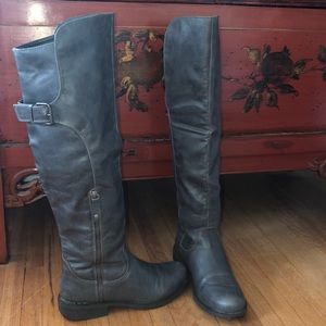 Faux Leather Over the Knee Boots